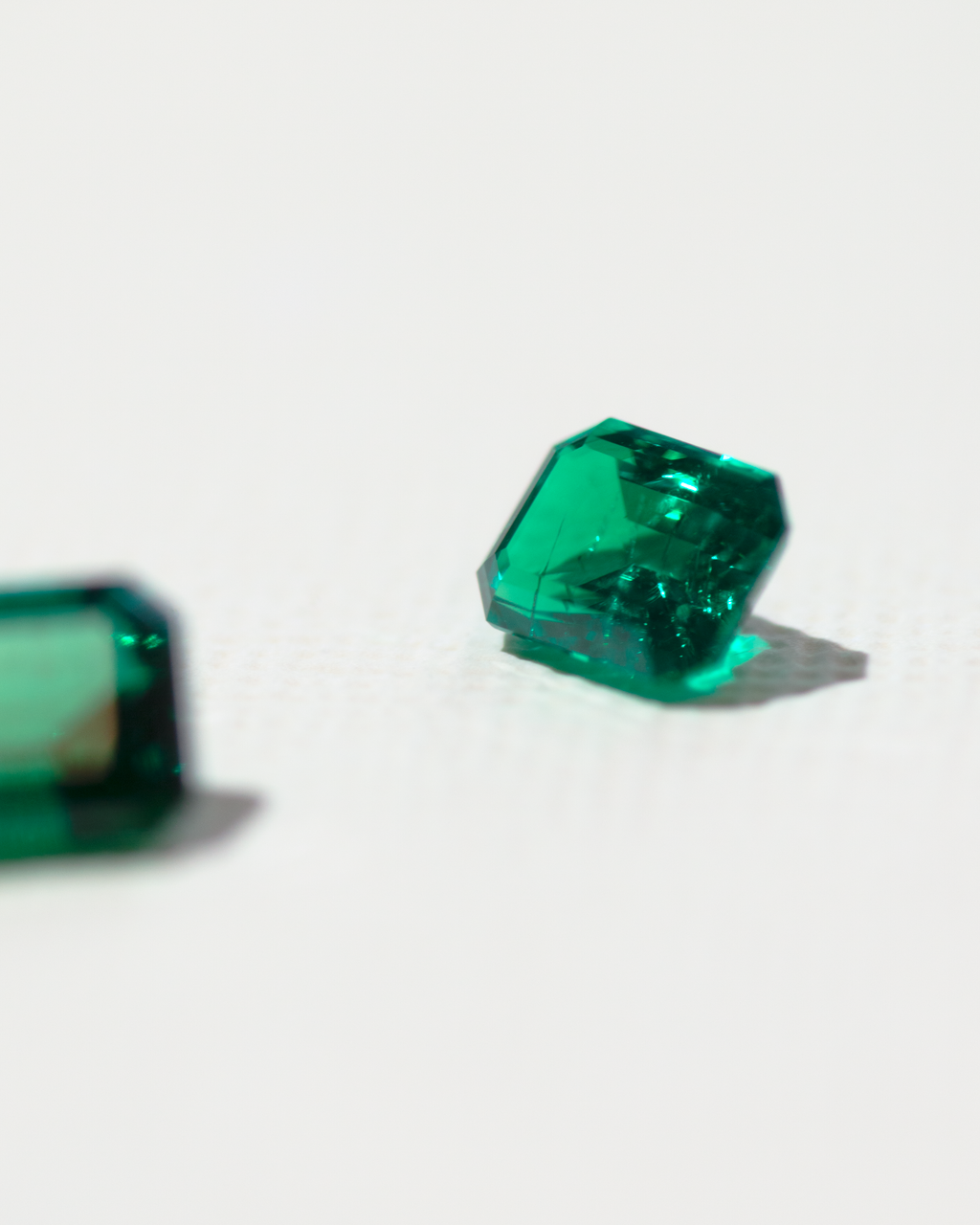 Lab emeralds don't have as many fissures or inclusions.